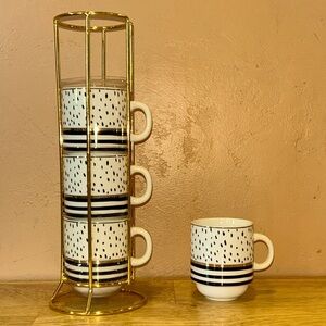 Set of 4 Fine Porcelain Stacking Espresso cups made by Grace Teaware. NWTS.